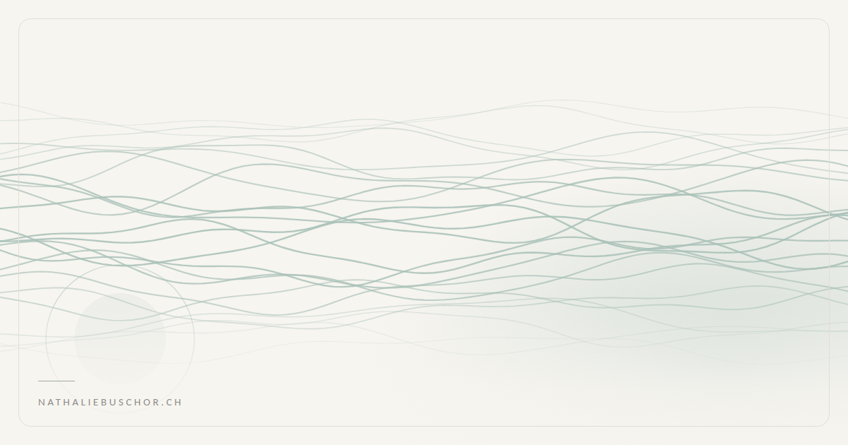 Moving, layered sage-green lines – cover image for the article on menopause as a renovation